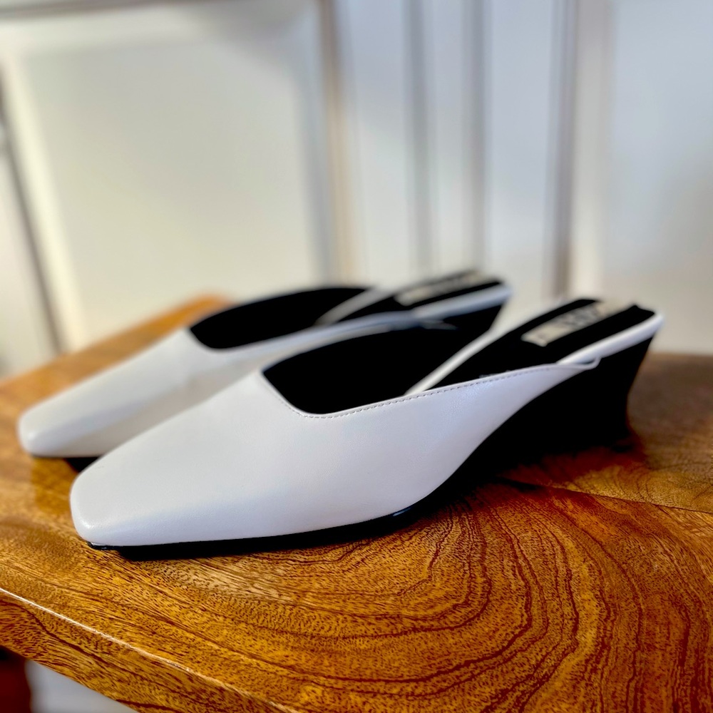 Brand New White, Square Toe, Zara Slides